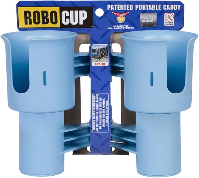 Patented Clamp On Boat Cup Holder |Multifunction Dual Drink Caddy - Image 2