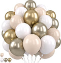 White and Gold Balloons, Double Stuffed Beige Balloons White Sand Gold Neutral by Paready