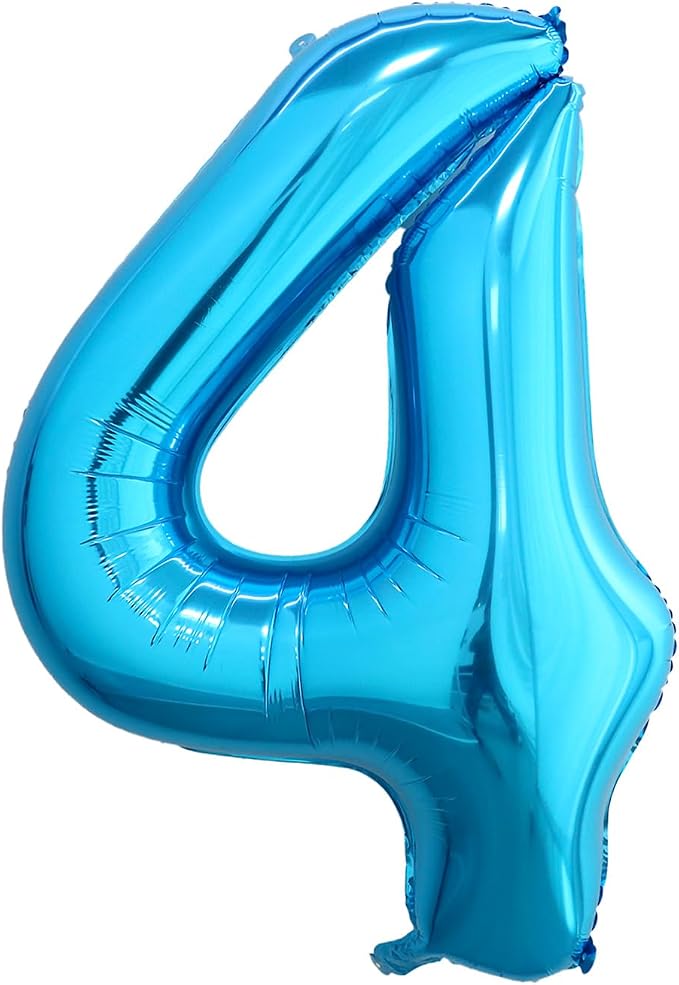 40 Inch Blue Number 4 Balloon, Giant Number Balloons, Birthday Decorations | by Unknown