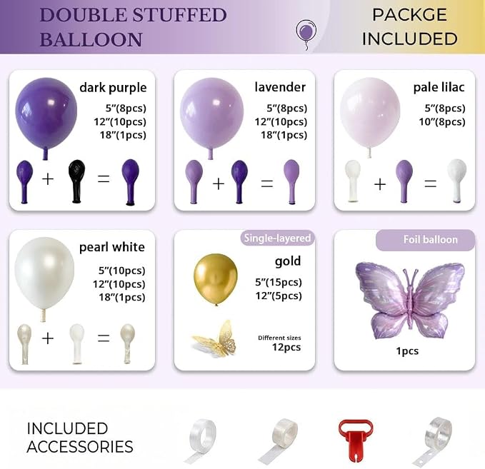 Double Stuffed Purple Balloon Arch Garland Kit - Image 4