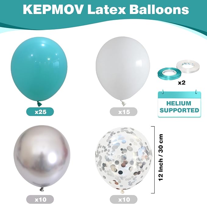 Teal and Silver Balloons - Image 2
