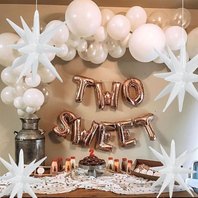 TONIFUL 4 Pcs Explosion Star Balloons White Foil Balloon Party Decorations | 22 - Image 4