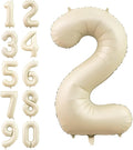 Number 2 Balloon Beige, 40 Inch Large Cream Foil 2 Helium Balloons by Dagelar
