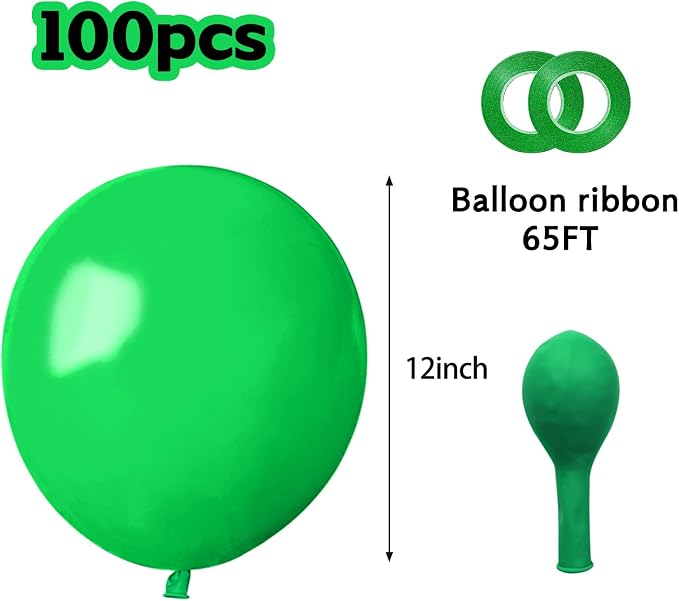 Green Balloons 12 Inch 100 Pack Thicken Latex Green Balloons - Image 2