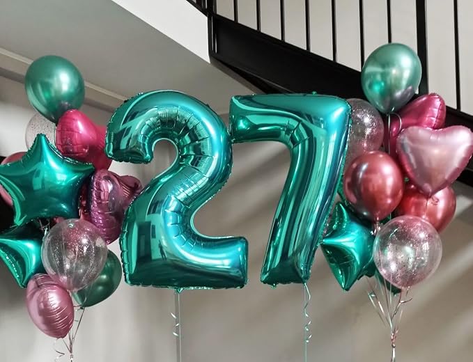 Happy Birthday Balloon 40 Inch Blue-Green 1 Balloon - Image 3