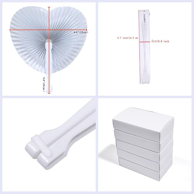 24 Pieces Multicolor Heart Paper Fans | Foldable Handheld Fans - Image 2