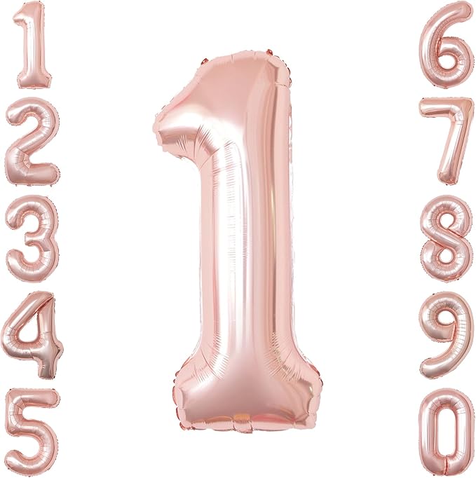 Rose Gold Number 1 Balloon 40 Inch, Elegant Blush Foil by Unknown