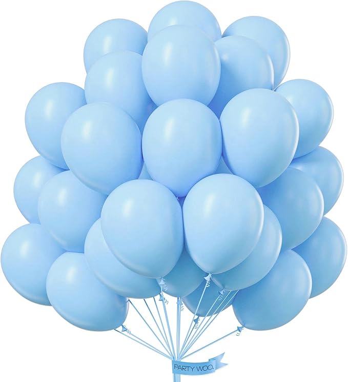 PartyWoo Light Blue Balloons 101pcs Baby Pastel Sky Aqua Blue Color | Balloons by PartyWoo