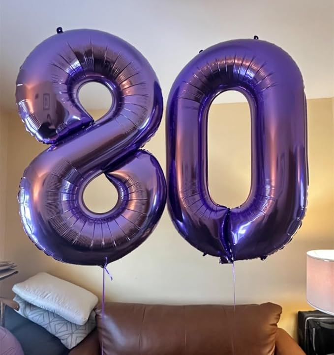 8 Balloon Numbers Birthday Decorations, 40In Purple Balloons - Image 2