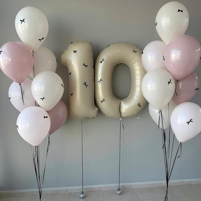 Cream Number 40 Balloons, 40 Inch 40 Balloons Giant Helium Foil Mylar Beige 40 - Image 7