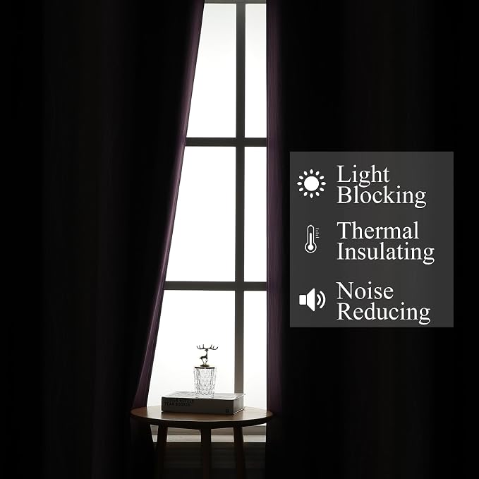 Purple and Black Ombre Blackout Curtains 102 Inches Long 2 Panels Set, Thermal - Image 3