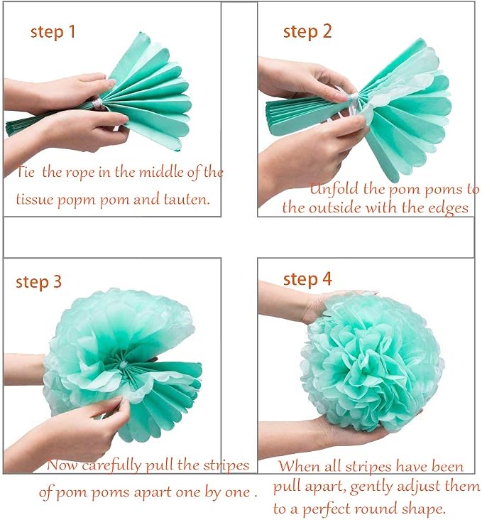 Lucky Green Tissue Paper Pom Poms, St. Patrick's Day Party Decoration Kit 21pcs - Image 6