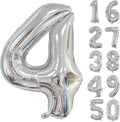 40 inch Silver Number Balloon Giant Foil Helium Balloons Silver Number 4 Balloon by Yeodong
