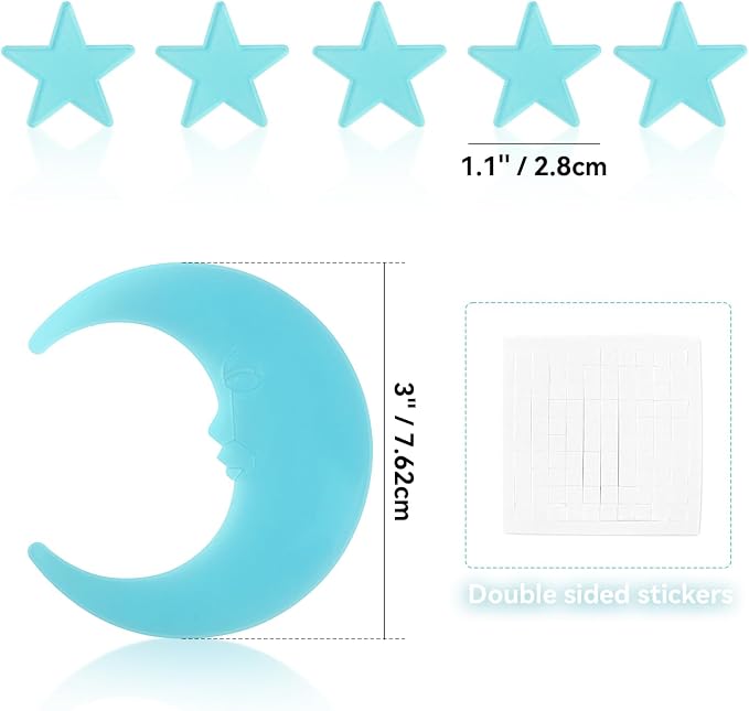 100 Stars and 1 Moon Glow in The Dark Luminous Fluorescent 3D Plastic Glow - Image 4