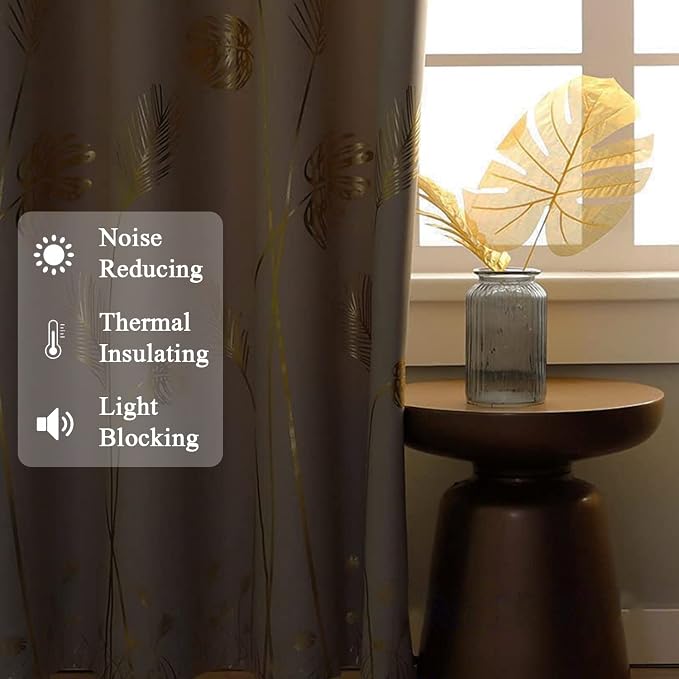 Cream Beige Curtain for Sliding Door 100W x 84L Inch Long Gold Palm Curtains - Image 6