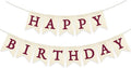 Burgundy Happy Birthday Banner Pre-strung Burlap Bunting Party Backdrop Sign by Unknown