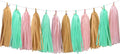 Gold Mint Pink Tassel Garland for Baby Shower Gender Reveal Decorations by Aonor