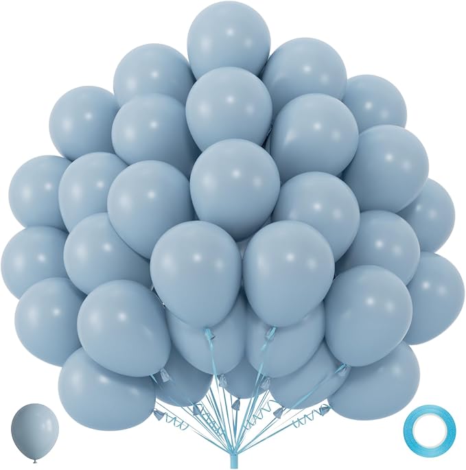 40pcs Dusty Blue Balloons 12 Inch, Helium Matte Muted Slate Blue Balloons | by ZizasAry