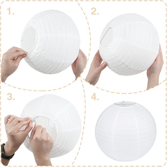 LIHAO 20PCS White Paper Lanterns - Image 5