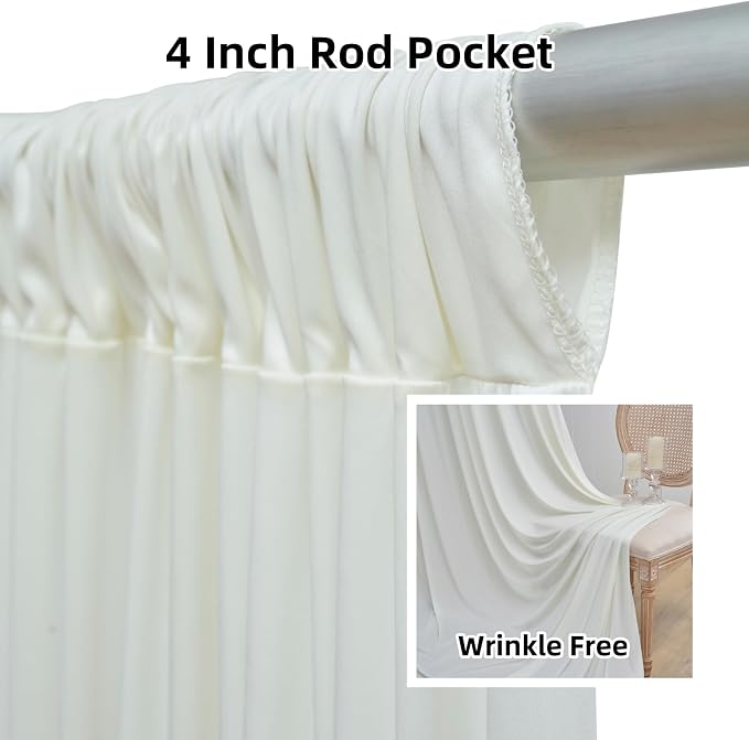 10 ft x 10 ft Wrinkle Free Ivory Backdrop Curtain - Image 6