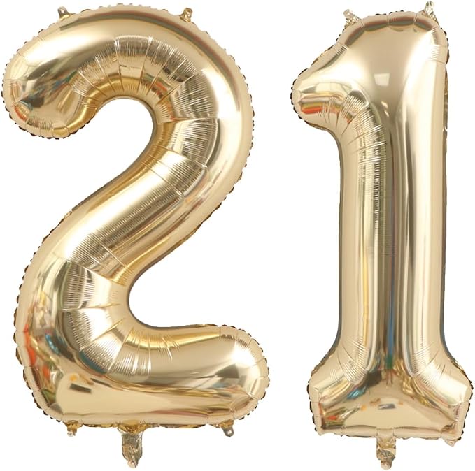 Light Gold 21 Number Balloons 40 Inch White Gold Giant 12 Foil Mylar Helium | by ANGEL+Q+HOUSE