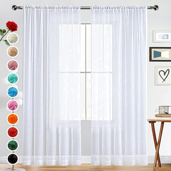 SpaceDresser Sheer Voile Window Treatment Rod Pocket Curtain Panels by SpaceDresser