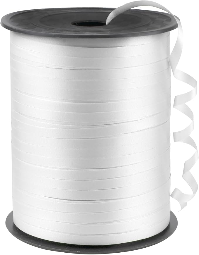 500 Yards White Curling Ribbon Metallic Balloon Roll by qiqibaobao