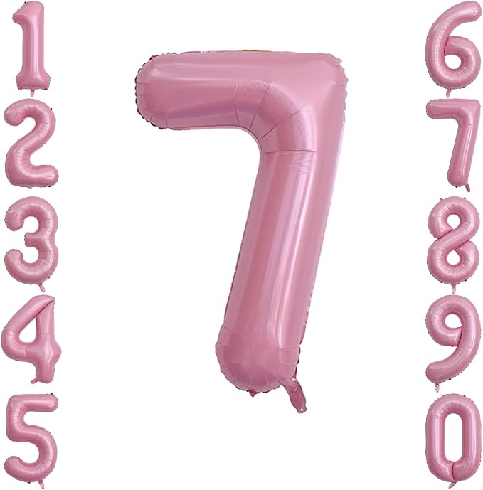 Pearlescent Pink Number 7 Balloon 40 Inch, Shiny Foil by Unknown