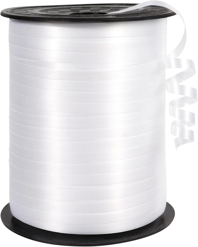 500 Yards White Curling Ribbon, 1/5 Inch Wide Balloon String Ribbons by Unknown