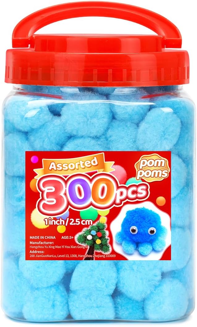 IOOLEEM Light Blue Pom Poms, Pom Poms by IOOLEEM