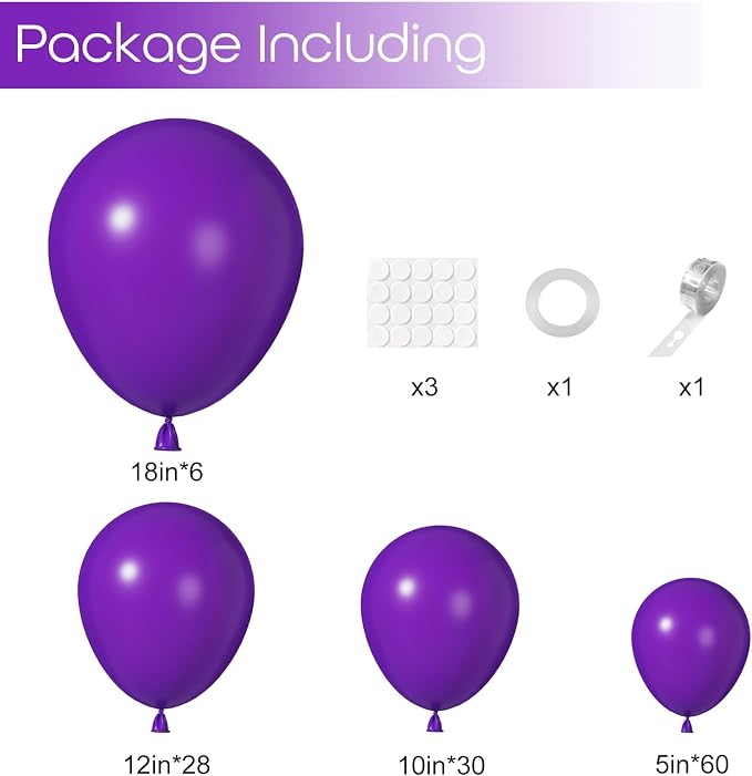 Ouddy Party 129Pcs Dark Purple Balloons Different Sizes 18 12 10 5Inch - Image 3