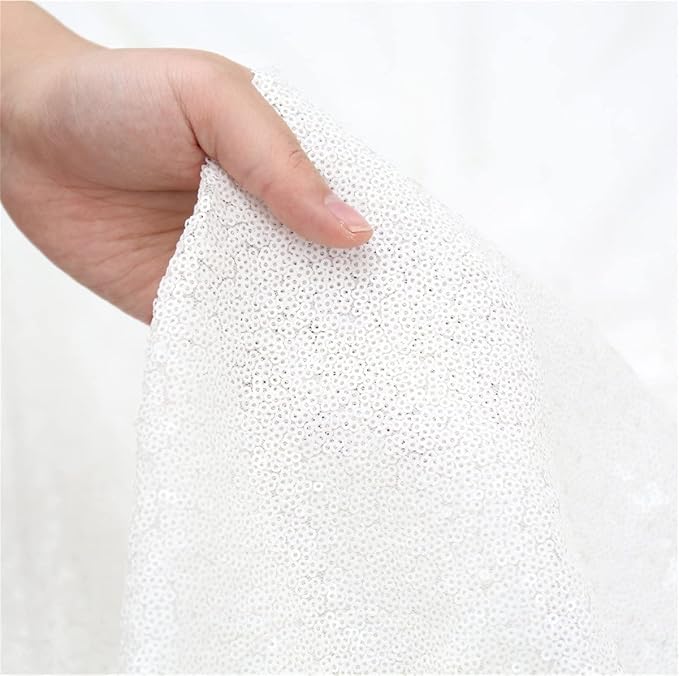 Poise3EHome White Sequin Backdrop Curtain, 4 Panels 2FTx8FT Glitter Background - Image 6