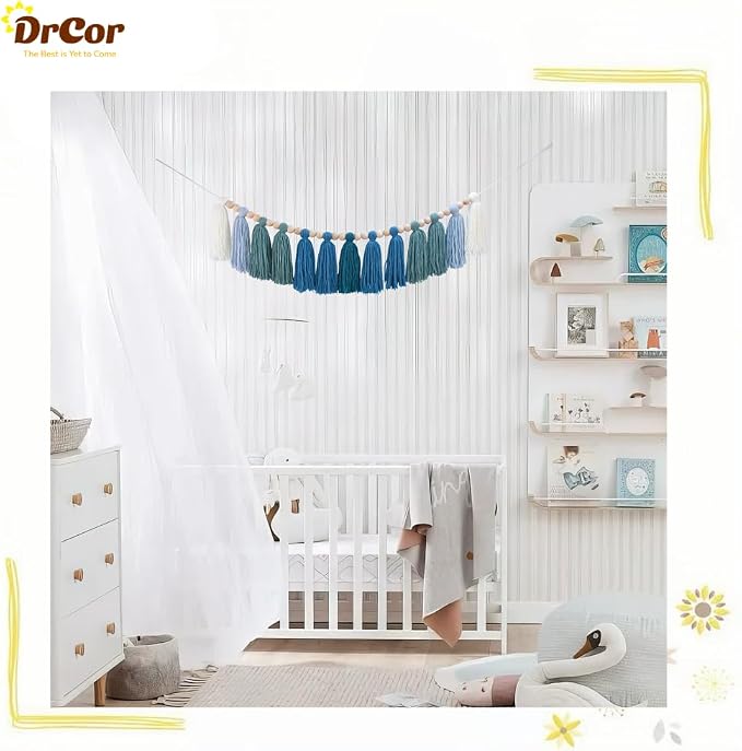 DrCor Ombre Sage & Mint Tassel Garland – Boho Decor | Eucalyptus nursery & kids - Image 5