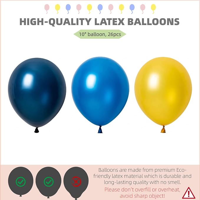 HIINS Gold Blue Balloon Tower Stand Kit Set of 2 - Image 4