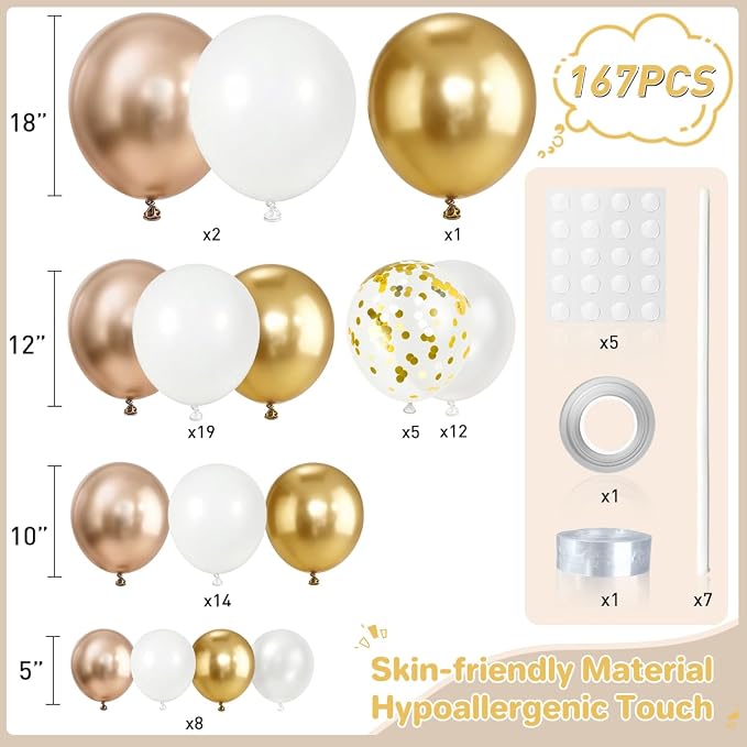 White and Gold Balloon Garland Arch Kit - Image 2