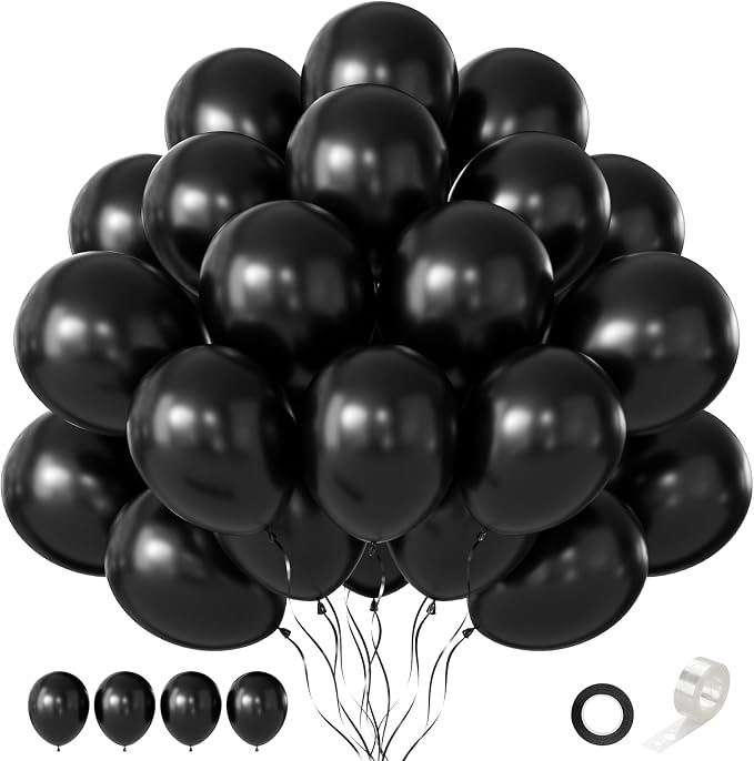 Black Balloons 12 inch 60 PCS Black Latex Balloons by Searchbyoccasioncolorsize