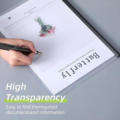 100 Pcs Clear Report Covers with Sliding Bars Sliding Bar File Folder Binder Plastic Report Folder for File Paper Book Resume Letter Office, 30 Sheet Capacity(Black)