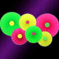 6Pcs UV Neon Party Hanging Paper Fans Flower Glow in The Dark Glow Party by WELITTCON