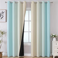 Aqua and Beige Blackout Curtains 102 Inch Length 2 Panels Set, Thermal by ESTELARTEXTILER
