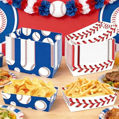 50 Pcs Baseball Party Decorations, Disposable Food Tray, 2 Designs - Image 5