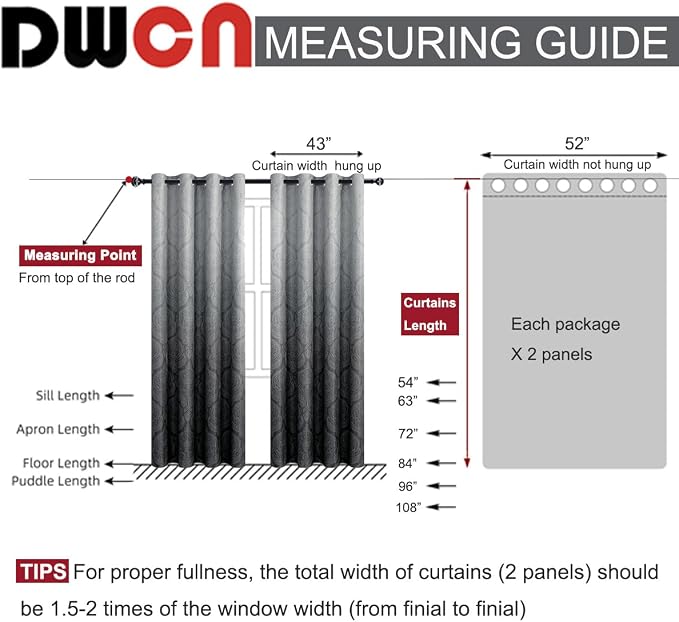 DWCN Black Room Darkening Curtains - Image 7