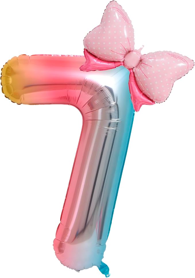 40-Inch Number 7 Gradient Giant Number Balloons And Mini Bow Balloons Foil by Unknown