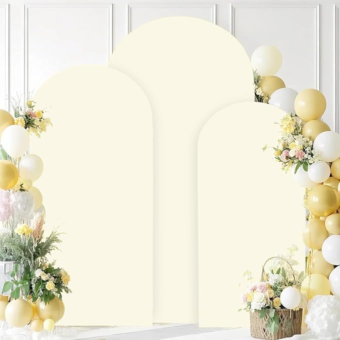 FANPROMS Wedding Arch Cover Set of 3 6FT 6.6FT 7.2FT Ivory Spandex Arch Stand - Image 6