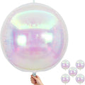 Iridescent Round Foil Balloons 32 Inch 5 Pcs Holographic 4D Ball Balloons Clear by Froova