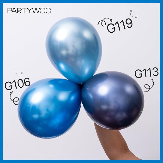 PartyWoo Metallic Light Blue Balloons 140pcs Metallic Baby Blue Color | - Image 4