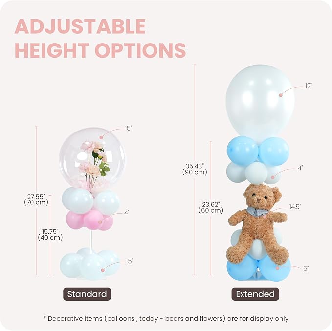 YALLOVE 10-Pack Clear Acrylic Balloon Centerpiece Stands | Up to 23.6-Inch - Image 2