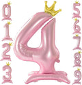 42 Inch Crown Pink Number Balloon, Number 4 Balloon by Eoopoon