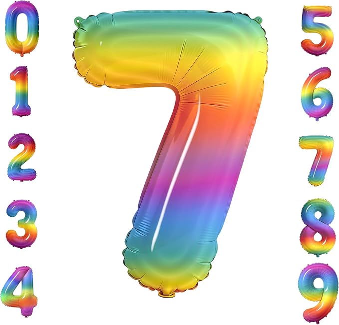 Number 7 Balloons for 7th Birthday Party Decorations, 0-100 Large No.7 Balloons by Joycard