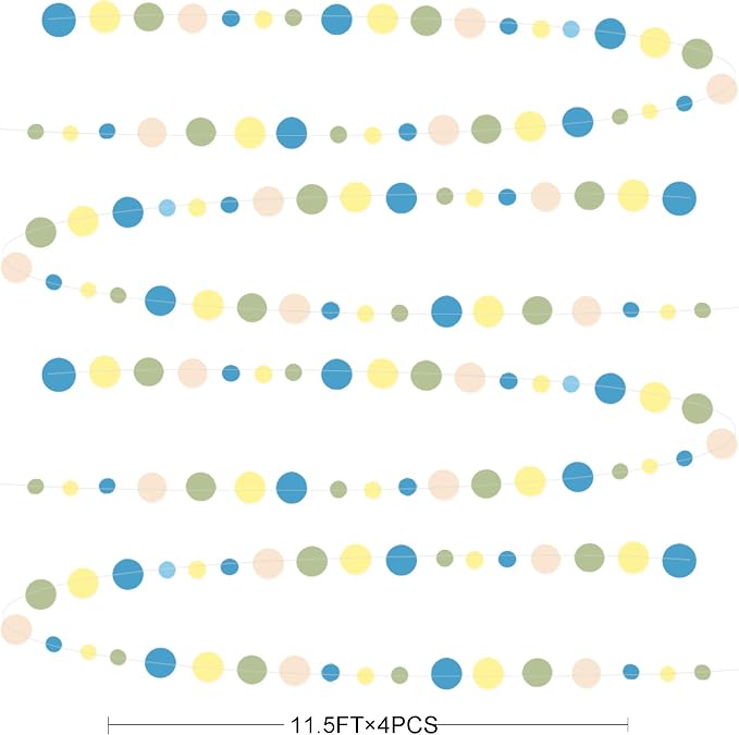 Sage Green Dusty Blue Yellow Beige Polka Dots Garlands Olive Green Macaron - Image 2