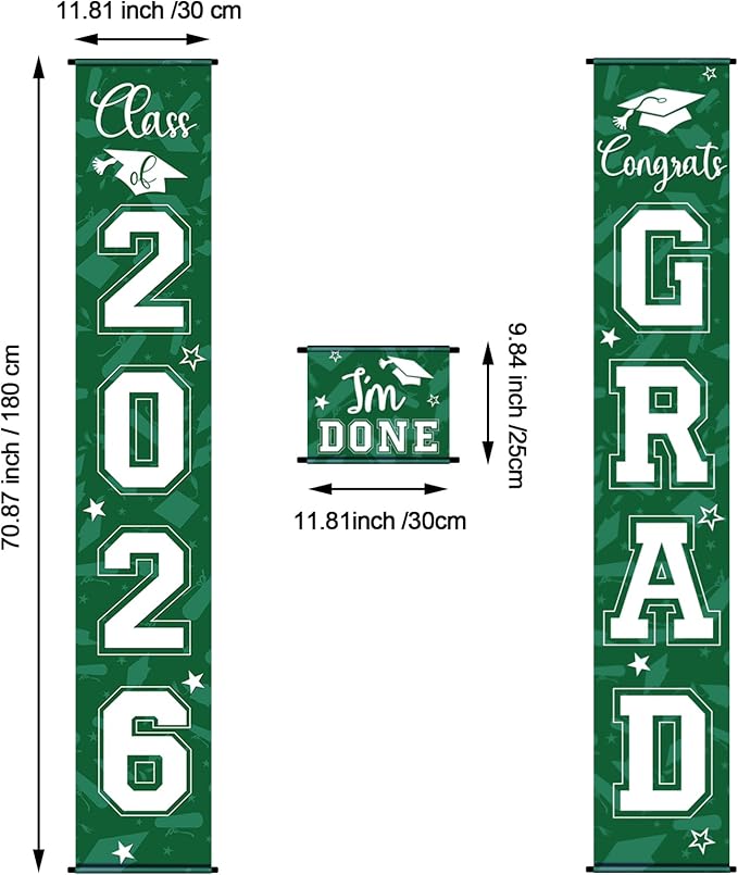 Moukeren 3 Pieces 2026 Graduation Party Decorations Graduation Porch Sign Class - Image 2